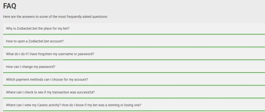 ZodiacBet FAQ support